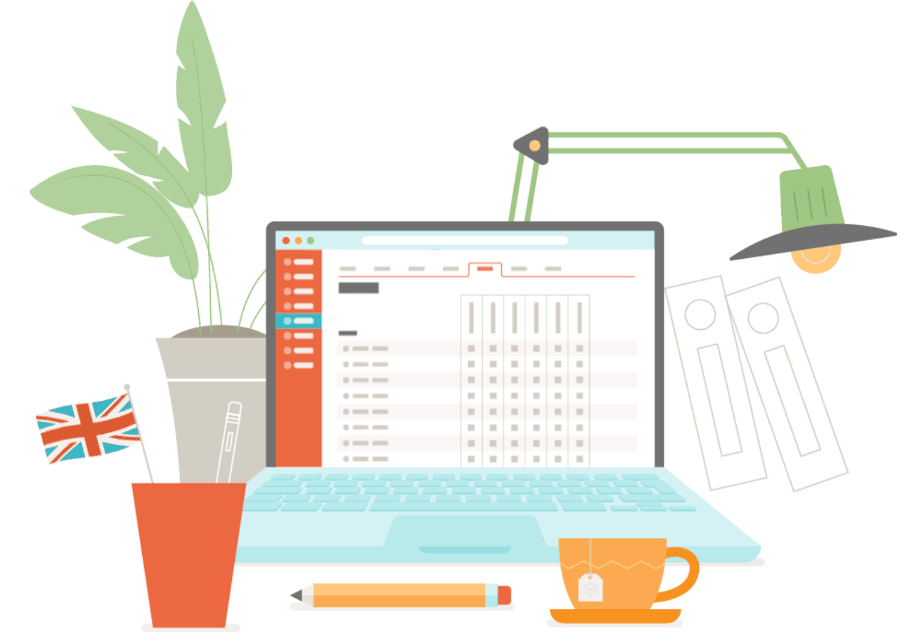 Illustration of many Alma screens on a laptop